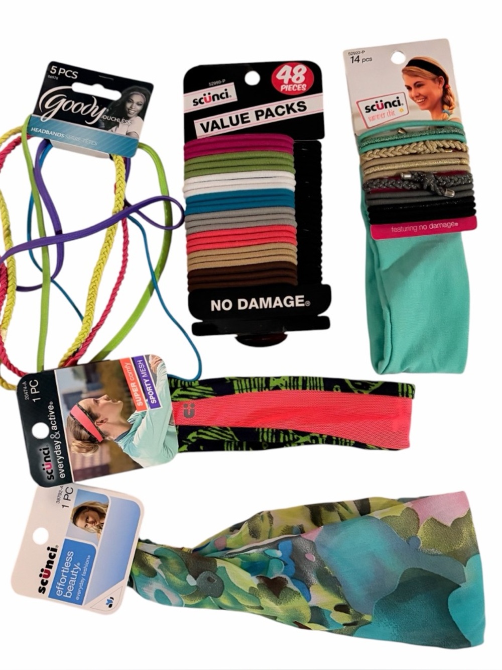 Lot Scunci Goody No Slip Ouchless Summer Chic No Damage Active Beauty Headwrap